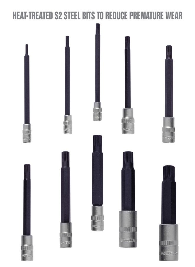 OEMTOOLS 23519 Extra Long Triple Square Bit Set, Spline Socket Set 10 Piece, Magnetic Triple Square Socket Set, Ideal for Automotive Repairs, Rust-Resistant Finish, M4-M18 Sizes - Image 4