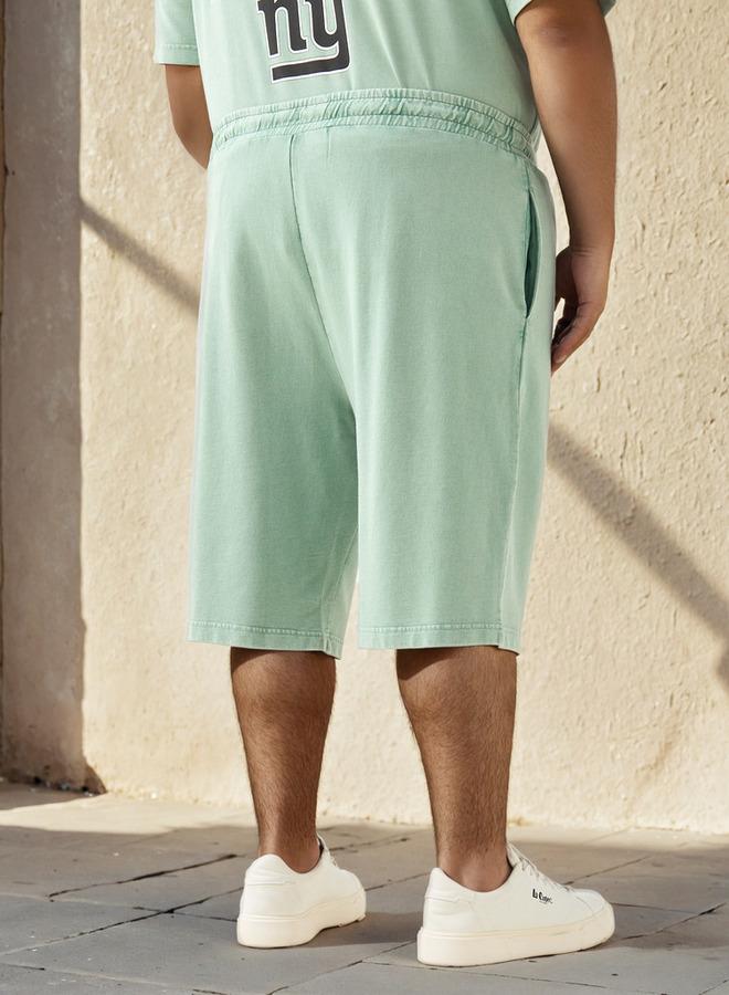 Splash FAV Plus Size New York Giants Print Flexi Waist Shorts with Pockets - Image 3