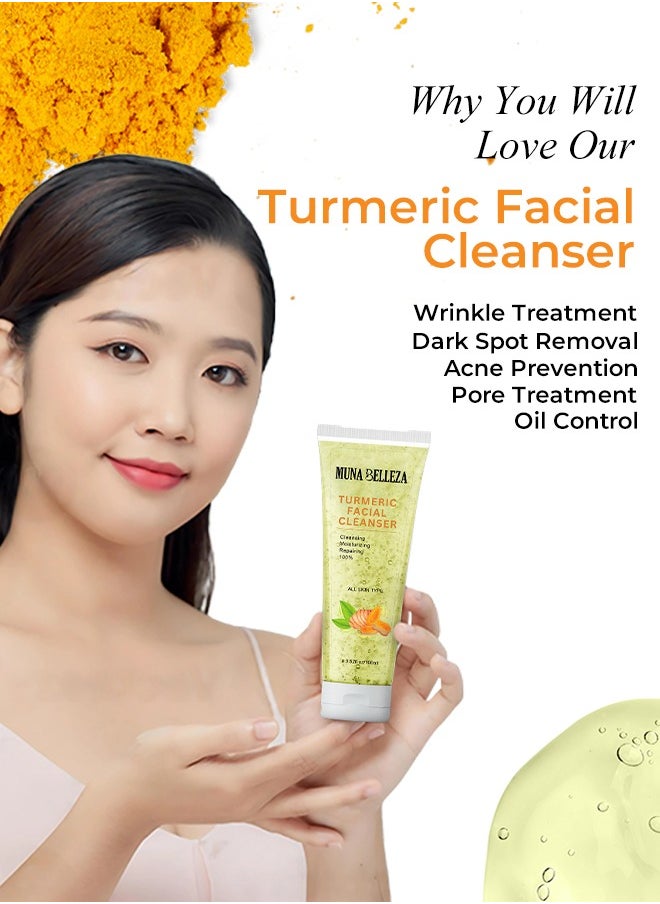 Muna Belleza - Turmeric Facial Cleanser - Gentle, Moisturizing, and Repairing with Natural Ingredients, Face Wash for All Skin Types, 100ml - Image 1