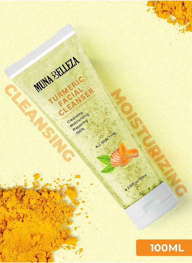 Muna Belleza - Turmeric Facial Cleanser - Gentle, Moisturizing, and Repairing with Natural Ingredients, Face Wash for All Skin Types, 100ml - Image 1