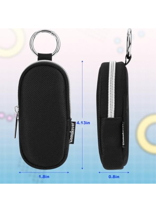 Homakover Portable Lip Balm Organizer Case with Keychain Travel Chapstick Holder Storage Bag Waterproof Small Cosmetic Organizer AntiLost Lipstick Lip Gloss Sleeve Pouch Keeper Case Black Large - Image 3