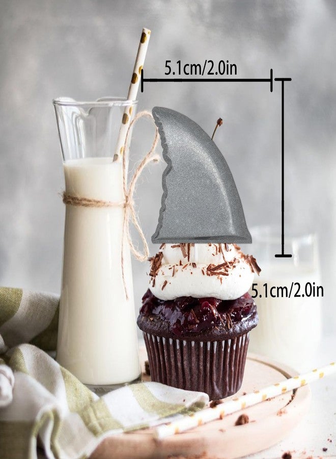 LETLIMIT 18pcs Glitter Dessert Cupcake Topper Sea Creature Shark Tail Theme Decor Supplies Baby Shower Happy Birthday Wedding Anniversary Party Decorations - Image 2