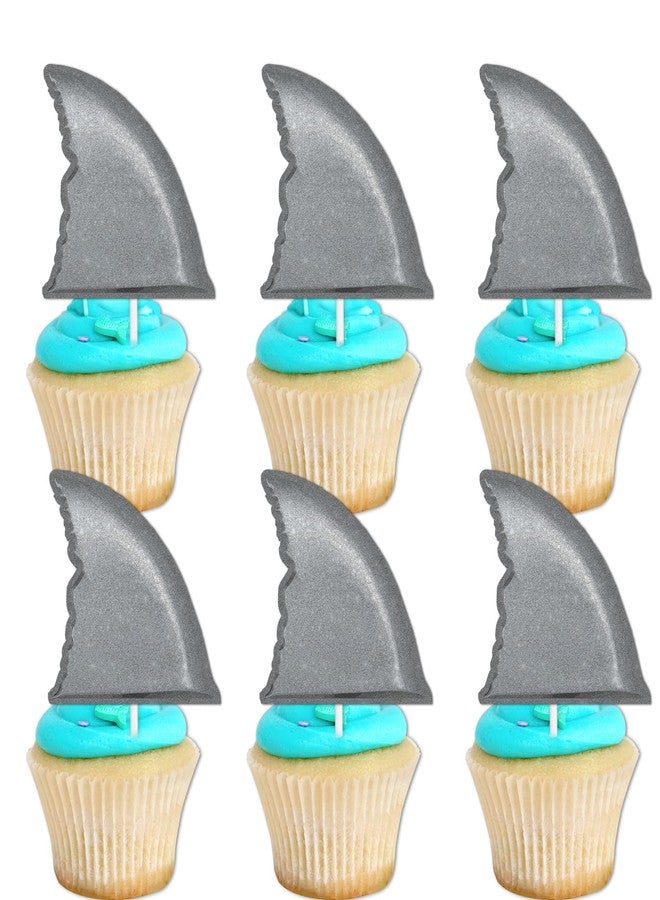 LETLIMIT 18pcs Glitter Dessert Cupcake Topper Sea Creature Shark Tail Theme Decor Supplies Baby Shower Happy Birthday Wedding Anniversary Party Decorations - Image 1