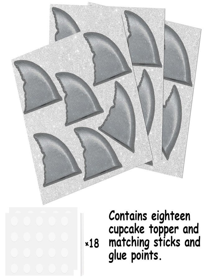 LETLIMIT 18pcs Glitter Dessert Cupcake Topper Sea Creature Shark Tail Theme Decor Supplies Baby Shower Happy Birthday Wedding Anniversary Party Decorations - Image 3