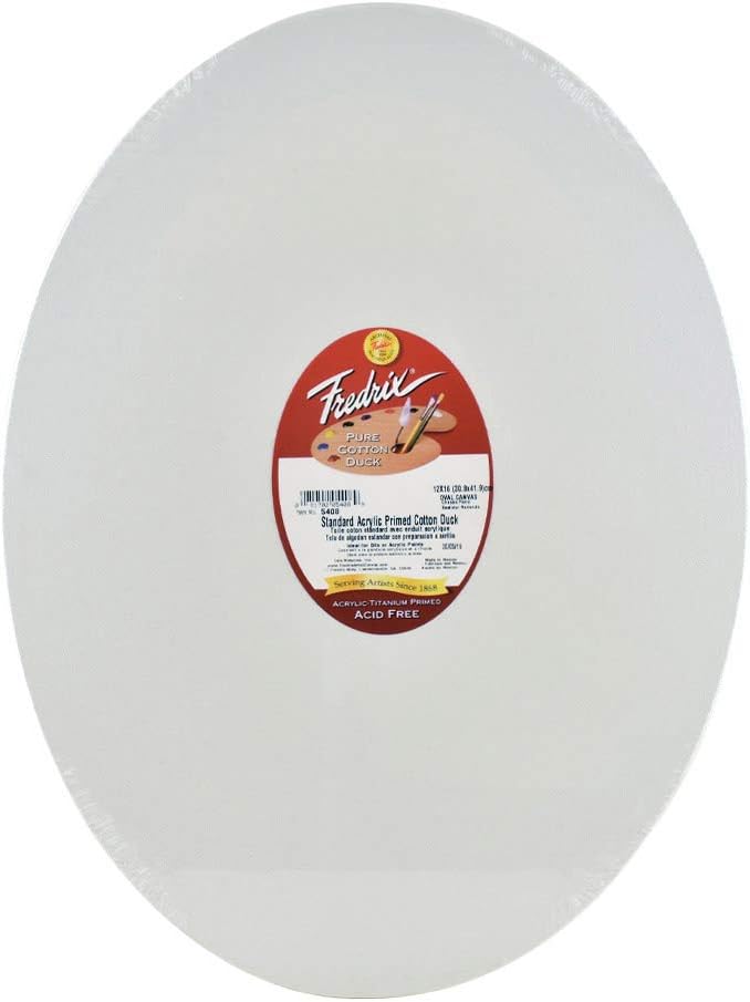 Fredrix 5408 Stretched Canvas 12 by 16Inch Oval