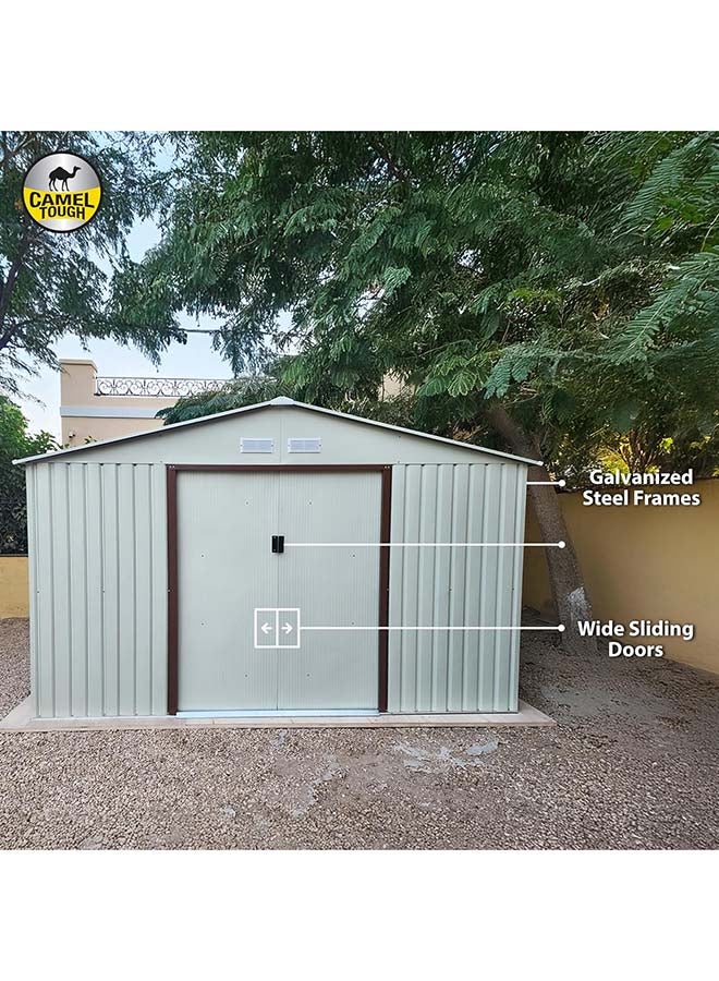 Cameltough Outdoor Metal Storage Shed 11.2 X 10.6 feet, With Shelf Rack and Heavy Duty Storage Boxes 75L And 60L, Garden Shed Combo, Weather Resistant, for Tools Patio Furniture and Garage - CT-207 - Image 4