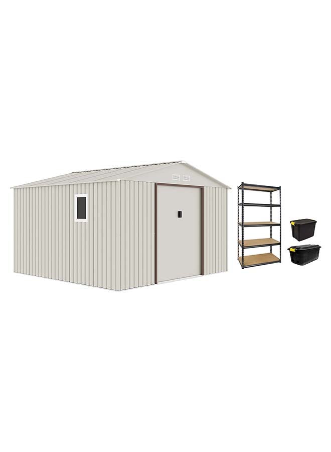 Cameltough Outdoor Metal Storage Shed 11.2 X 10.6 feet, With Shelf Rack and Heavy Duty Storage Boxes 75L And 60L, Garden Shed Combo, Weather Resistant, for Tools Patio Furniture and Garage - CT-207 - Image 1