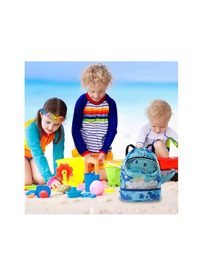 S-TOP Swimming Bag for Kids, Waterproof Large Capacity Swim Backpack with Dry-Wet Separation, Drawstring Beach Bag for Boys/Girls Use Gym/PE/Sports - Image 2