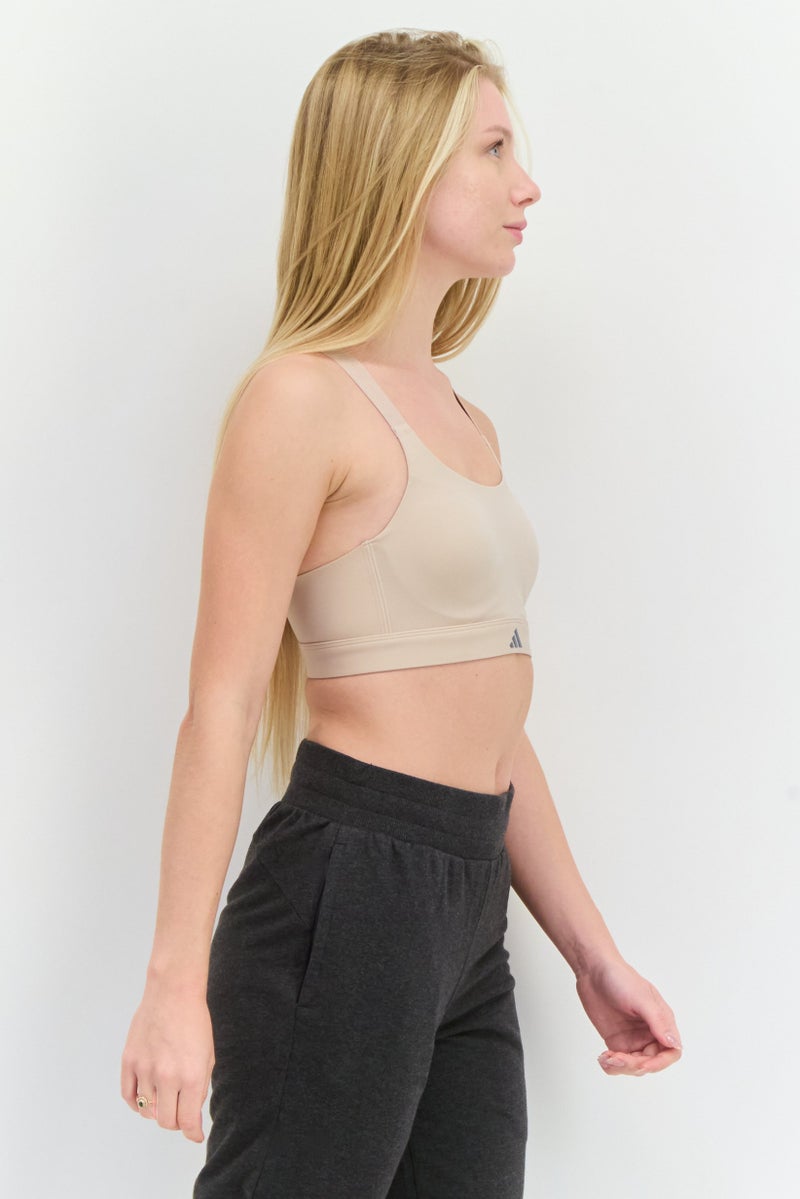 Adidas Women Brand Logo Padded Sports Bra, Cream  - Image 2