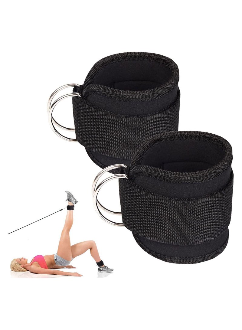 YOMYM Ankle Straps for Cable Machines - 1 Pair Adjustable Ankle Straps for Glute Exercises, Leg Extensions, Curls, Hip Abductors with Double D Rings and Unisex Neoprene Gym Accessories - Image 1