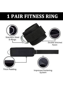 YOMYM Ankle Straps for Cable Machines - 1 Pair Adjustable Ankle Straps for Glute Exercises, Leg Extensions, Curls, Hip Abductors with Double D Rings and Unisex Neoprene Gym Accessories  - Image 2