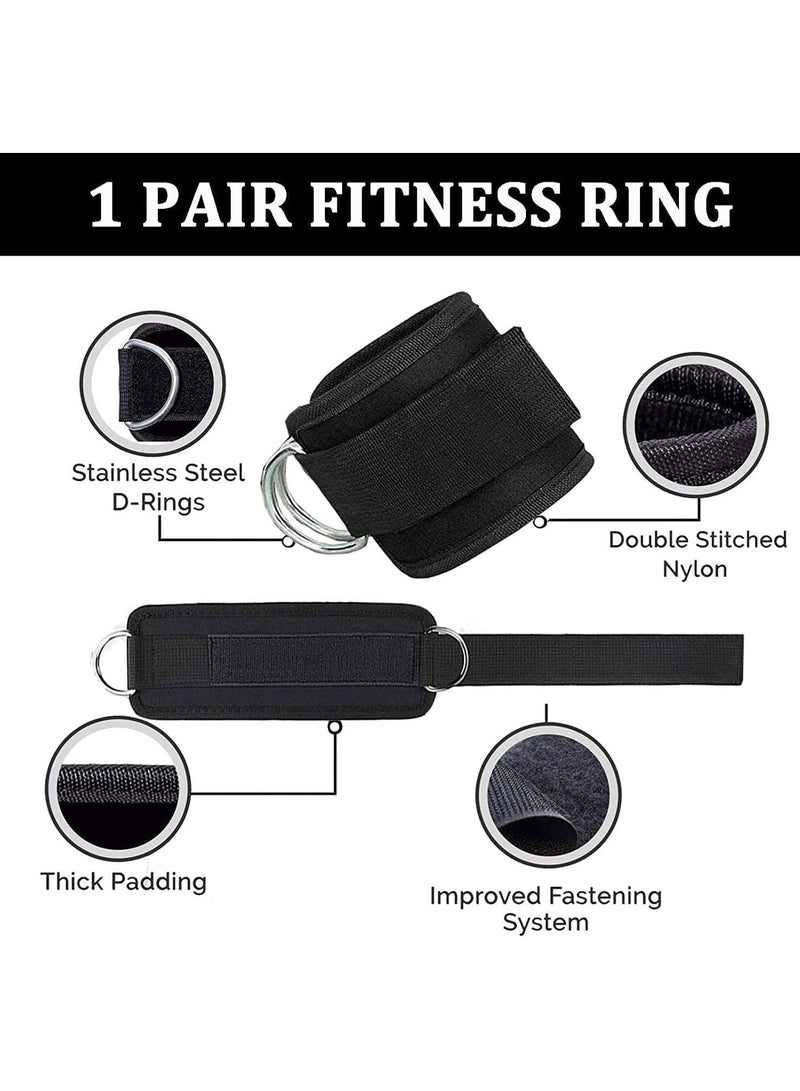YOMYM Ankle Straps for Cable Machines - 1 Pair Adjustable Ankle Straps for Glute Exercises, Leg Extensions, Curls, Hip Abductors with Double D Rings and Unisex Neoprene Gym Accessories - Image 2