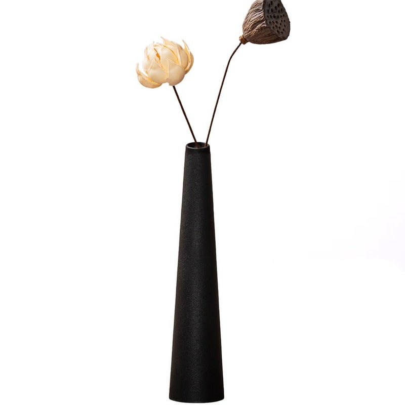 Small Ceramic Bud Vase Tall Conic Flower Single Stem Vase Black Vase Home Decorative Floral Centerpiece for Wedding and Office Black