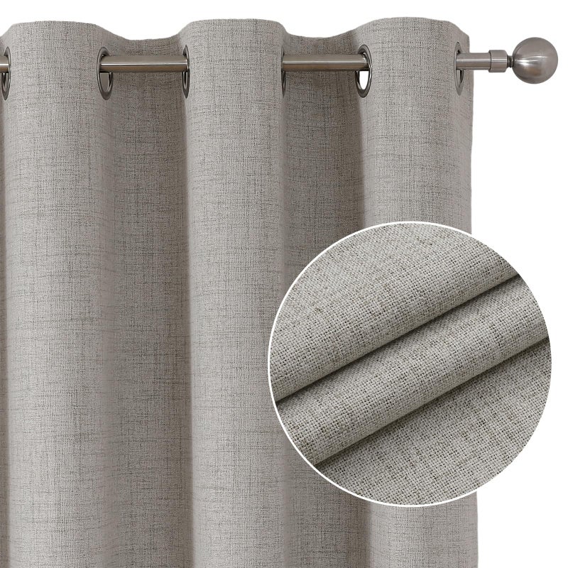 Joydeco Blackout Curtains 63 Inch Length, Living Room Curtain 2 Panels Set, Grommets Room Darkening Textured Thermal Drapes, Greyish White Blackout Curtains for Bedroom (42x63inch) - Image 2