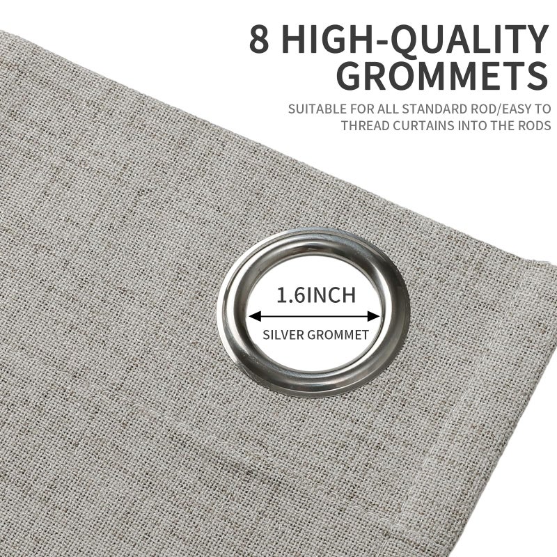 Joydeco Blackout Curtains 63 Inch Length, Living Room Curtain 2 Panels Set, Grommets Room Darkening Textured Thermal Drapes, Greyish White Blackout Curtains for Bedroom (42x63inch) - Image 5