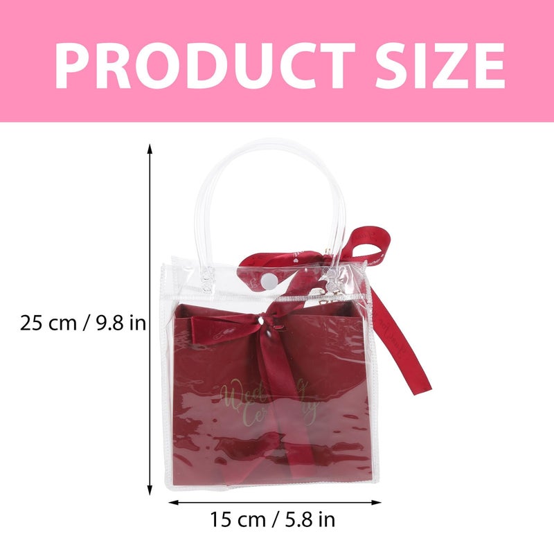 Red Wedding Favor Boxes Set Of 10 With PVC Handle Tote Bags For Party Supplies - Image 3