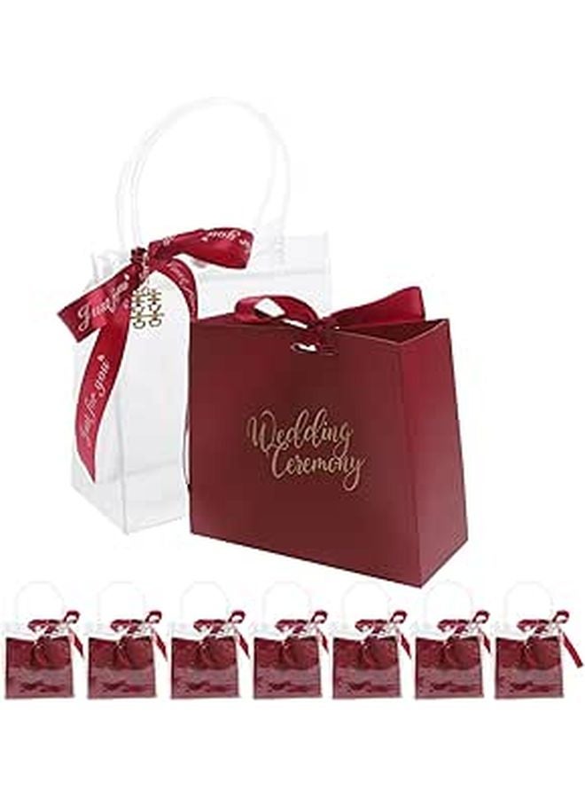 Red Wedding Favor Boxes Set Of 10 With PVC Handle Tote Bags For Party Supplies - Image 1