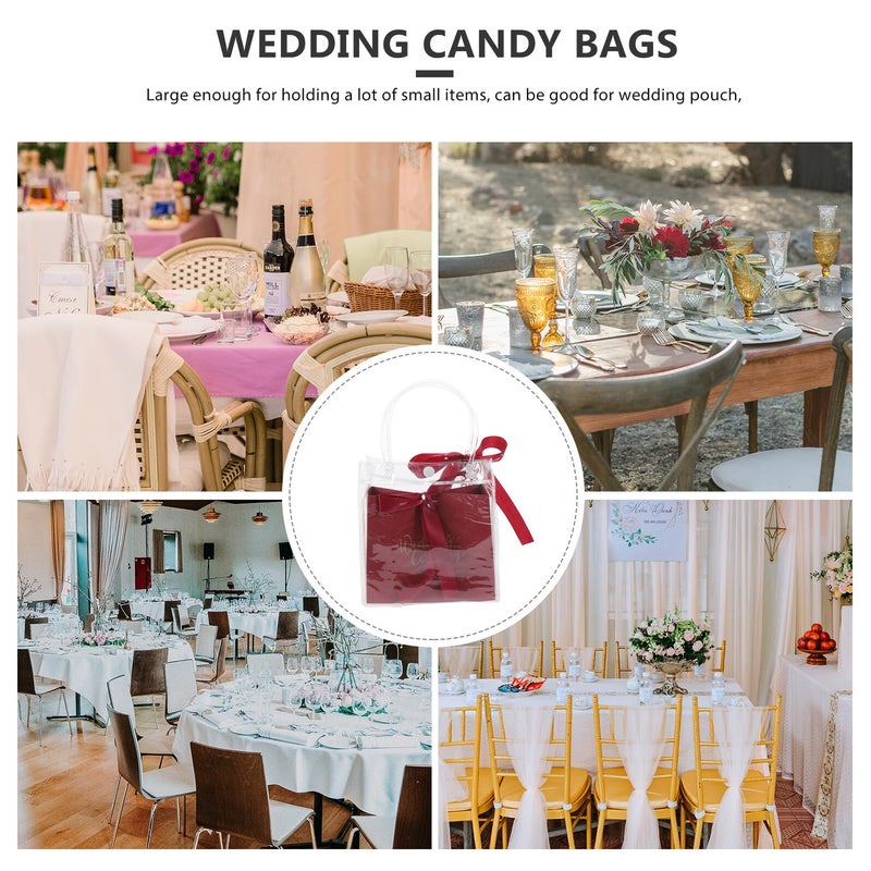 Red Wedding Favor Boxes Set Of 10 With PVC Handle Tote Bags For Party Supplies - Image 4