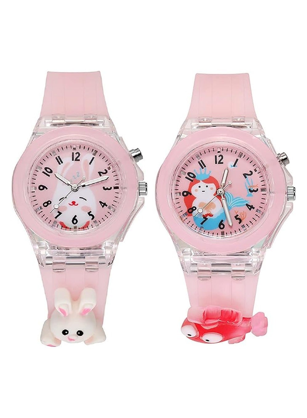 2 Pcs Kids Watches,3D Lovely Cartoon Digital Sport Watch Silicone Wristwatches Best Gift for 3-11 Year Old Girls Boys,Time Teaching Easy to Read Time Clearly at Night