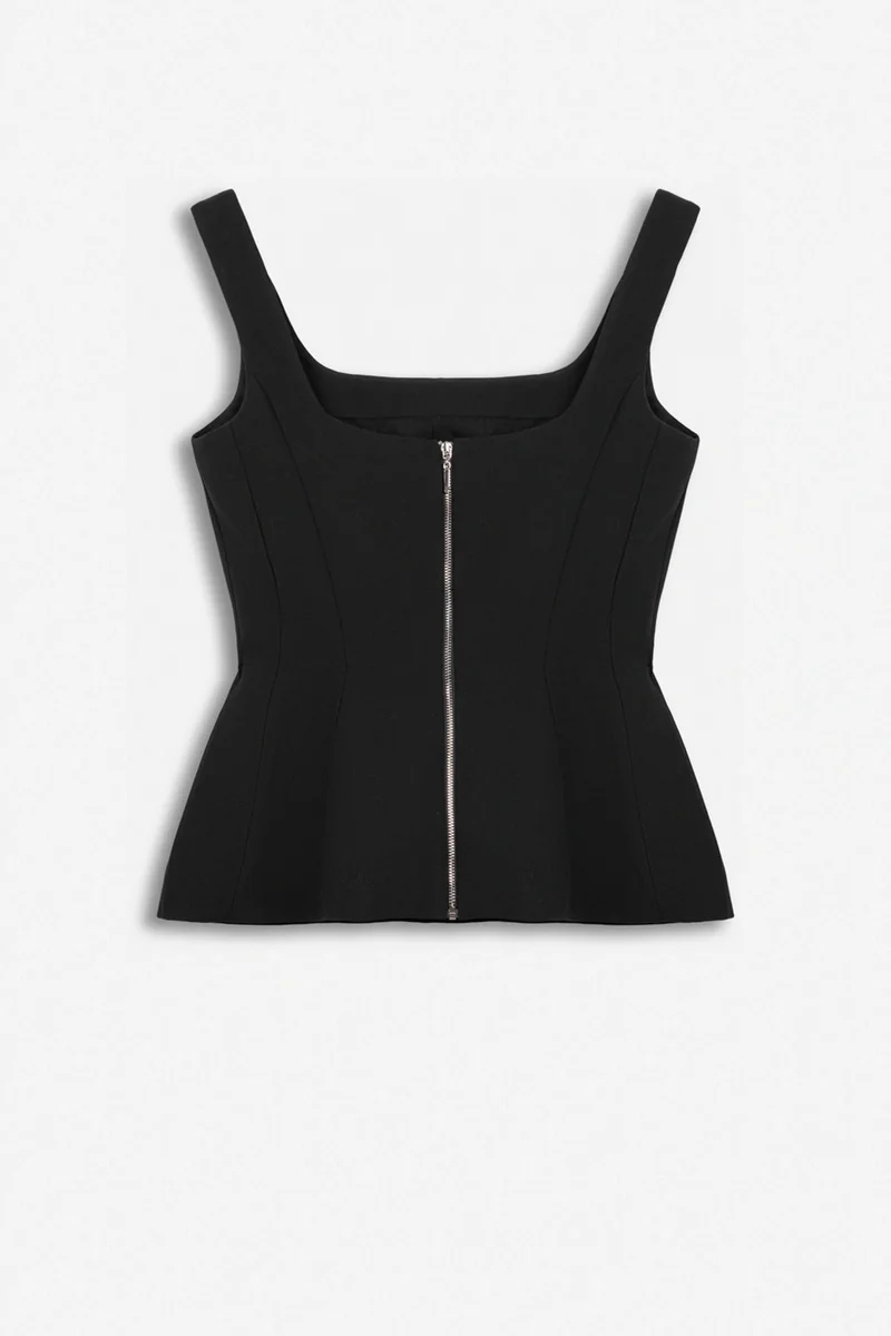 نوكتورن Boned Square-Neck Peplum Bustier Top