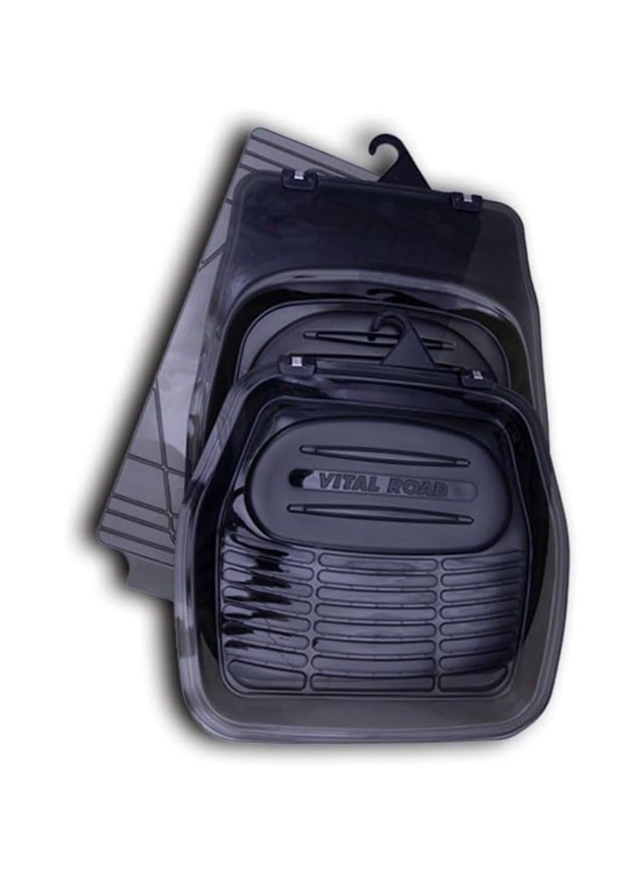 Universal Car Floor Mats – 5-Piece Set, Heavy-Duty Black Rubber, All-Weather Protection - Image 1