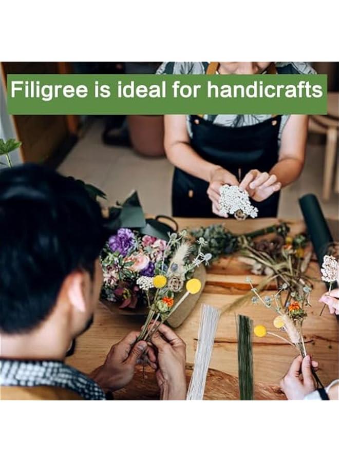 FYLX 160 Floral Wire 22 Gauge Flower Stems Supplies for Bouquet Arranging Craft Corsages Wedding Bouquet  35cm Length 80 Dark Green  80 White) - Image 2