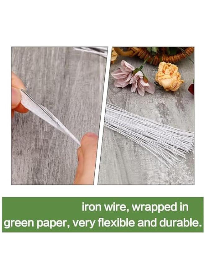 FYLX 160 Floral Wire 22 Gauge Flower Stems Supplies for Bouquet Arranging Craft Corsages Wedding Bouquet  35cm Length 80 Dark Green  80 White) - Image 3