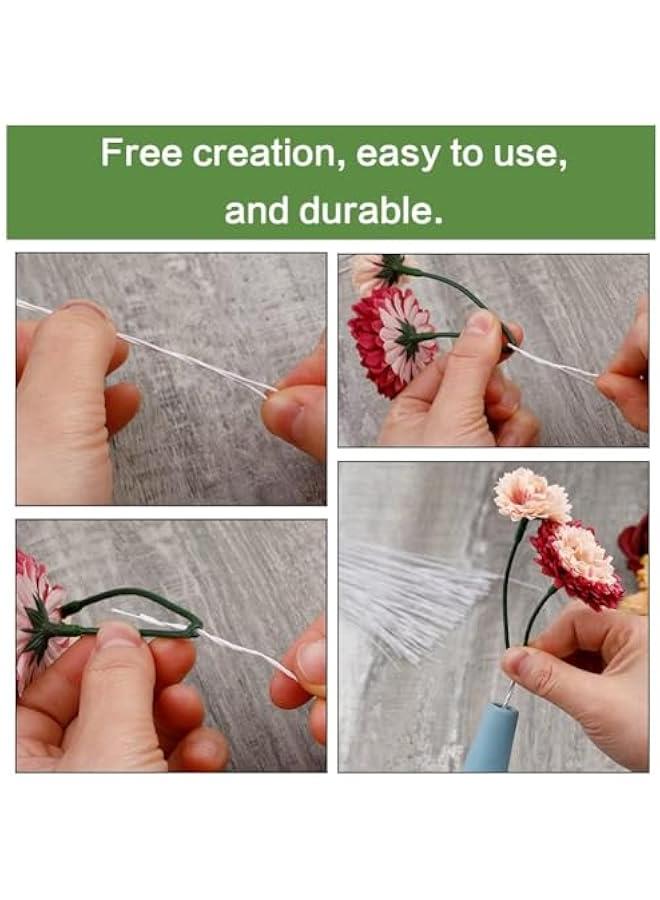 FYLX 160 Floral Wire 22 Gauge Flower Stems Supplies for Bouquet Arranging Craft Corsages Wedding Bouquet  35cm Length 80 Dark Green  80 White) - Image 5