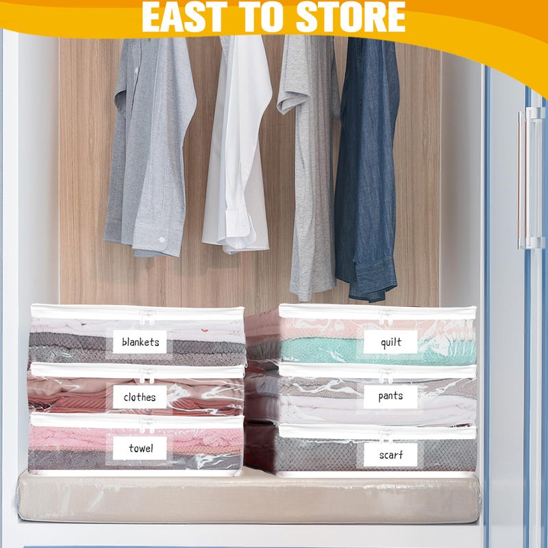 Kikerike Plastic Storage Bags with Easy-Glide Zipper, Pack of 6, Durable Clear Vinyl Zippered Storage Bags for Clothes Sweaters Comforters Blankets Sheets Bedding (12 x 12 x 12 Inch) - Image 2