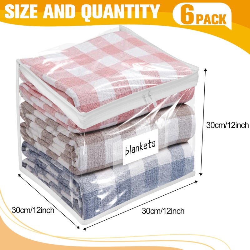 Kikerike Plastic Storage Bags with Easy-Glide Zipper, Pack of 6, Durable Clear Vinyl Zippered Storage Bags for Clothes Sweaters Comforters Blankets Sheets Bedding (12 x 12 x 12 Inch) - Image 3