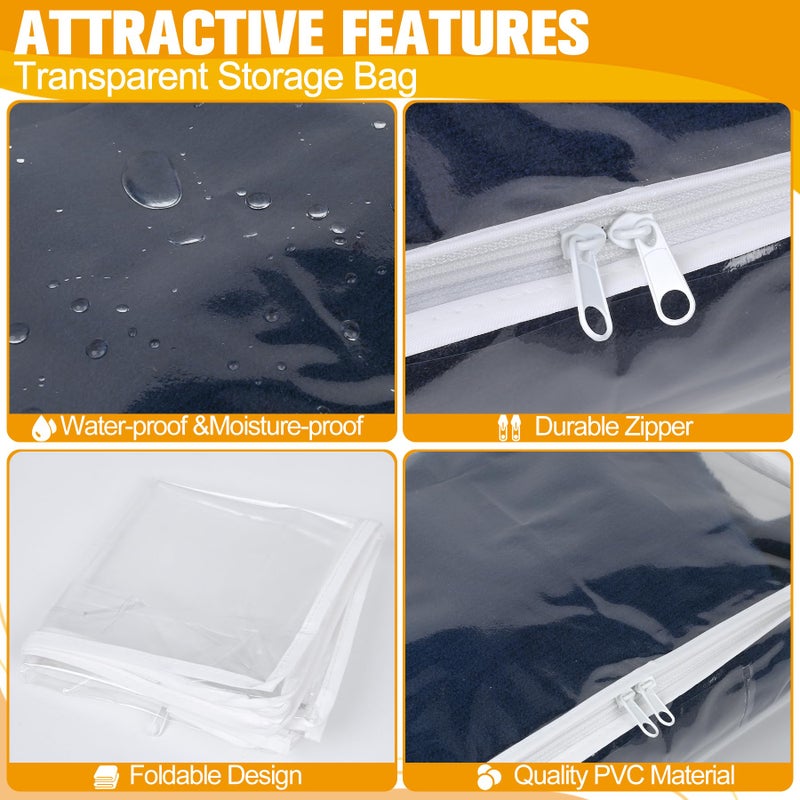 Kikerike Plastic Storage Bags with Easy-Glide Zipper, Pack of 6, Durable Clear Vinyl Zippered Storage Bags for Clothes Sweaters Comforters Blankets Sheets Bedding (12 x 12 x 12 Inch) - Image 5