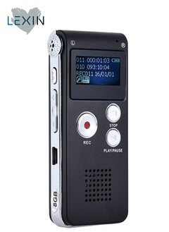 مسجل صوت رقمي مع مشغل MP3 وبطاقة ذاكرة مدمجة 8 جيجابايت (أسود/فضي)