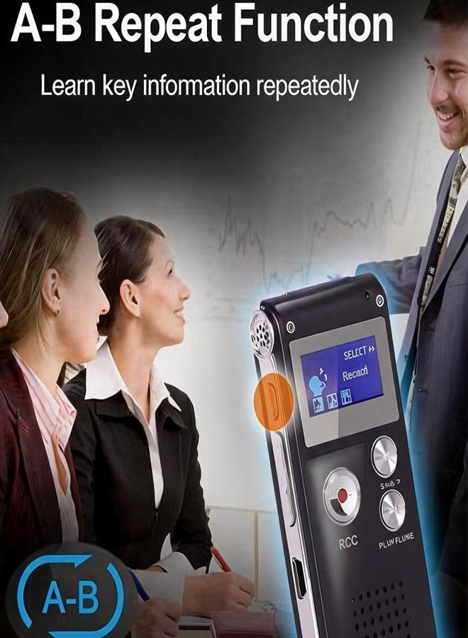 ليكسين مسجل صوت رقمي مع مشغل MP3 وذاكرة مدمجة 8 جيجابايت (أسود/فضي) - Image 4