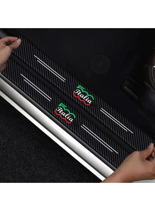 Carbon Fiber Style Door Sill Protector 4pcs Scratch Resistant Durable Car Accessories For Fiat 500 - Image 2