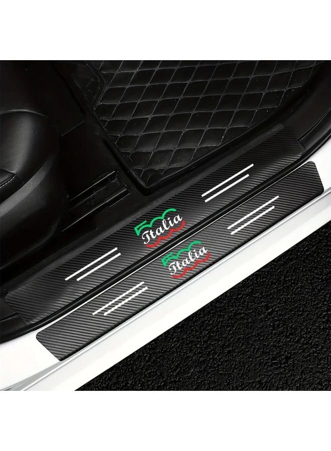 Carbon Fiber Style Door Sill Protector 4pcs Scratch Resistant Durable Car Accessories For Fiat 500 - Image 5