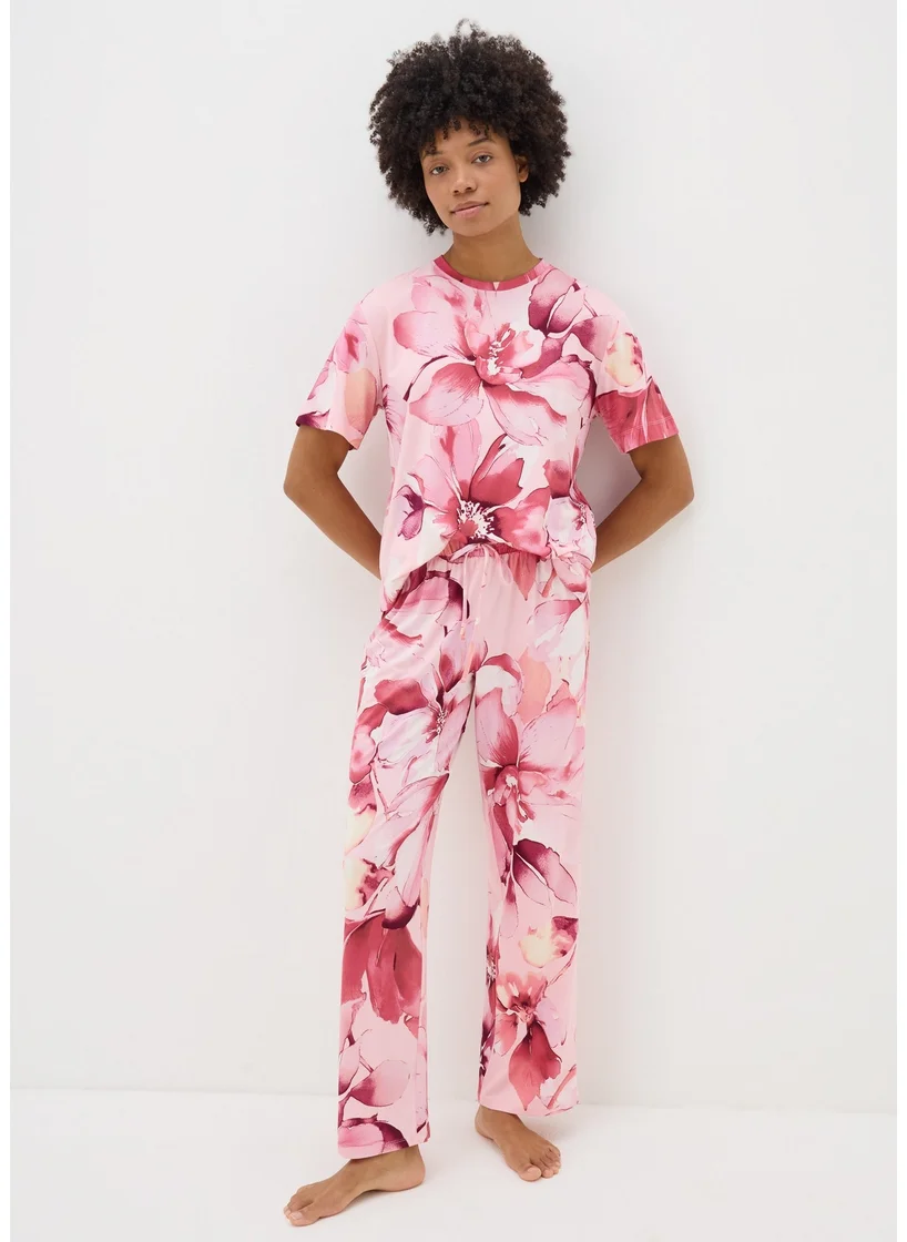 Matalan Pink Floral Soft Touch Pyjama Bottoms