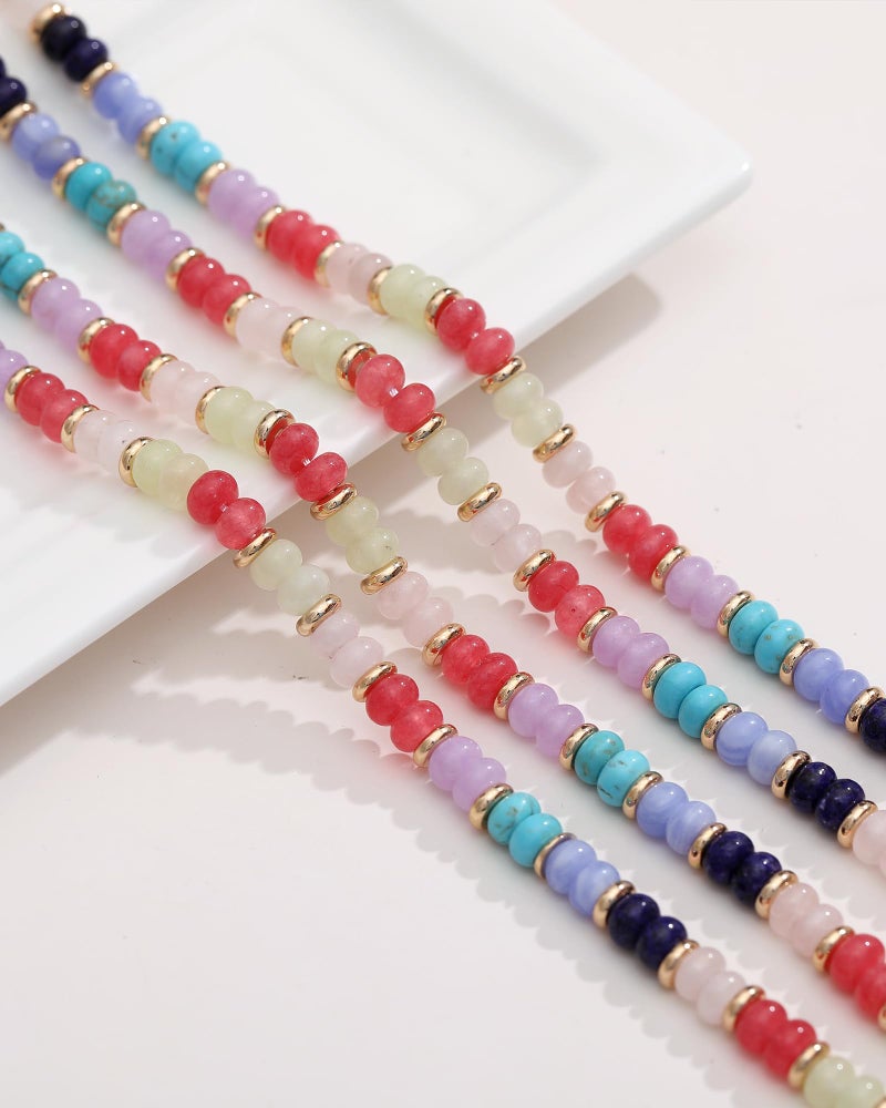 MJartoria Layered Initial Necklaces for Women Trendy, 14K Gold Plated Simple Star Choker Square Letter Pendant Necklace, Colorful Beaded Necklace, Gold Necklaces Jewelry Gifts (R, Gold Plated) - Image 5