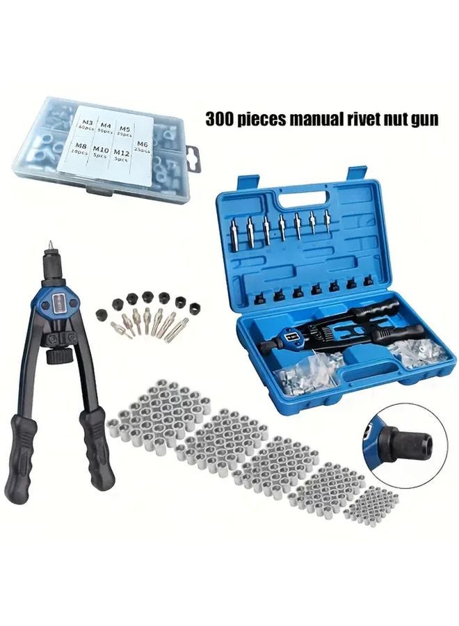 300PC Rivet Gun Set Manual Riveter Tool with Accessories for Mechanical Furniture Automotive - Image 5