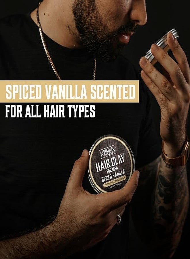 Viking Revolution Spiced Vanilla Hair Clay for Men - Matte Finish, Texturizing Clay Pomade for Men with Jojoba Oil and Vitamin E - Effortless Hair Styling Cream - Strong Hold, Natural Finish (2 oz) - Image 3