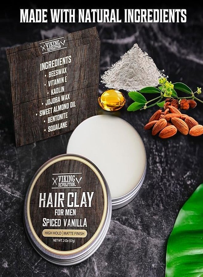Viking Revolution Spiced Vanilla Hair Clay for Men - Matte Finish, Texturizing Clay Pomade for Men with Jojoba Oil and Vitamin E - Effortless Hair Styling Cream - Strong Hold, Natural Finish (2 oz) - Image 5