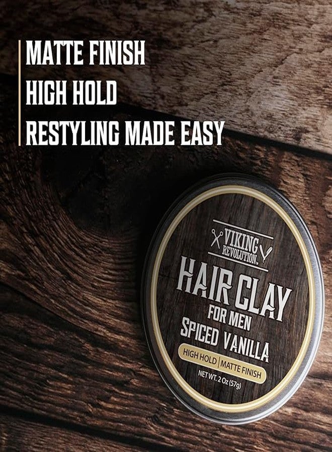 Viking Revolution Spiced Vanilla Hair Clay for Men - Matte Finish, Texturizing Clay Pomade for Men with Jojoba Oil and Vitamin E - Effortless Hair Styling Cream - Strong Hold, Natural Finish (2 oz) - Image 2