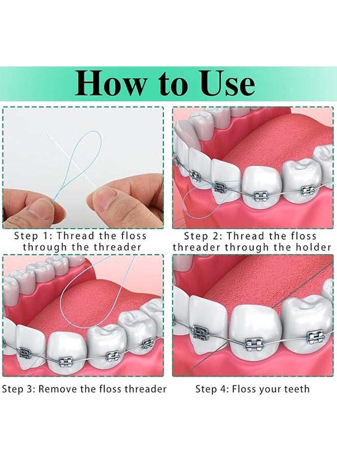 70-Count Dental Floss Threaders for Braces, Bridges, and Implants – 2 Pack Orthodontic Floss Tools with Ring Design and Storage Box