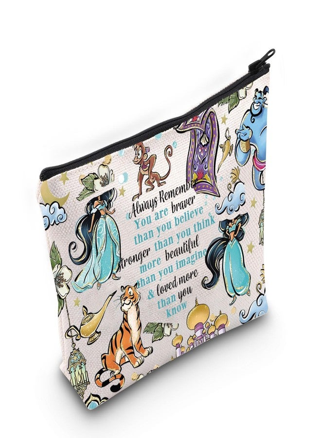 LEVLO Princess Arab Cosmetic Make Up Bag Fairy Tales Fans Gift You Are Braver Stronger Smarter Than You Think Princess Zipper Pouch Bag For Movie Fans (Always Jasm) - Image 1