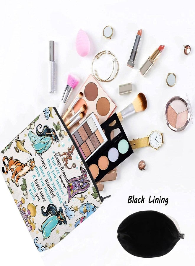 LEVLO Princess Arab Cosmetic Make Up Bag Fairy Tales Fans Gift You Are Braver Stronger Smarter Than You Think Princess Zipper Pouch Bag For Movie Fans (Always Jasm) - Image 3