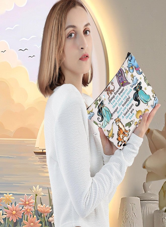 LEVLO Princess Arab Cosmetic Make Up Bag Fairy Tales Fans Gift You Are Braver Stronger Smarter Than You Think Princess Zipper Pouch Bag For Movie Fans (Always Jasm) - Image 5