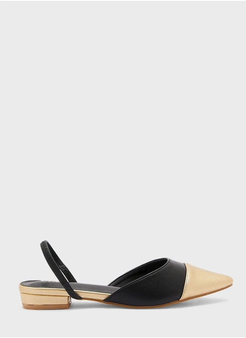 ELLA Colour Block Strap Pointed Flat Shoe