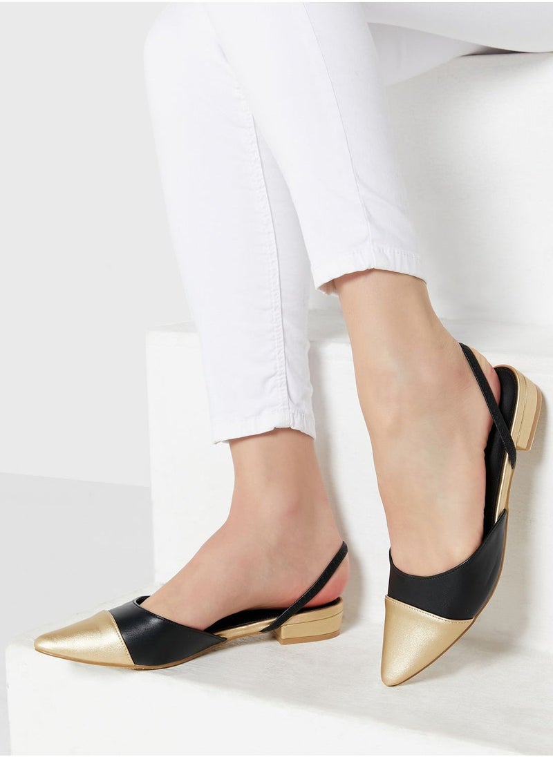 ELLA colour block strap pointed flat shoe - Image 2