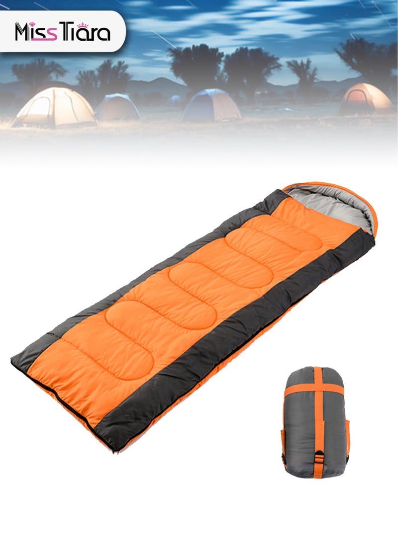 MissTiara Outdoor Camping Orange Single Sleeping Bag Envelope Hooded Sleeping Bag Lightweight Waterproof Camping Gear Equipment for Adults and Kids - Image 1