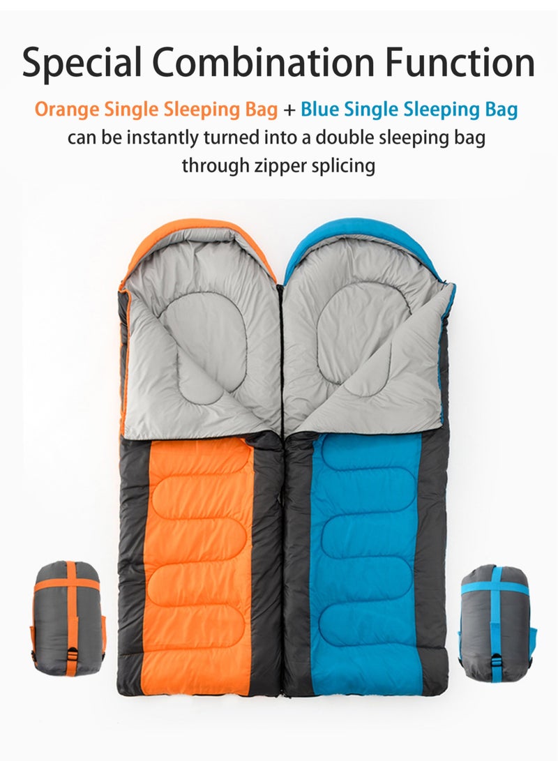 MissTiara Outdoor Camping Orange Single Sleeping Bag Envelope Hooded Sleeping Bag Lightweight Waterproof Camping Gear Equipment for Adults and Kids - Image 4