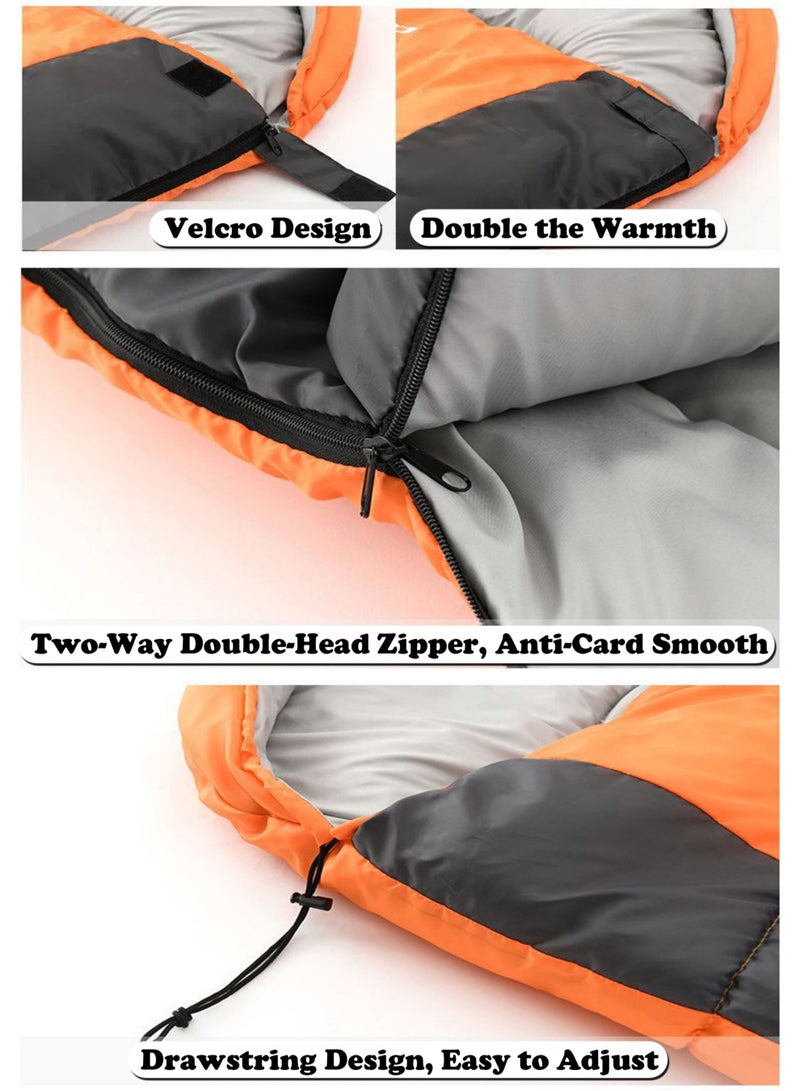 MissTiara Outdoor Camping Orange Single Sleeping Bag Envelope Hooded Sleeping Bag Lightweight Waterproof Camping Gear Equipment for Adults and Kids - Image 5